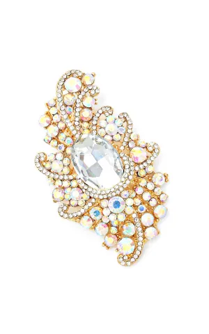 06244 Gold AB Crystal Oval Accented Bouquet Pin Brooch