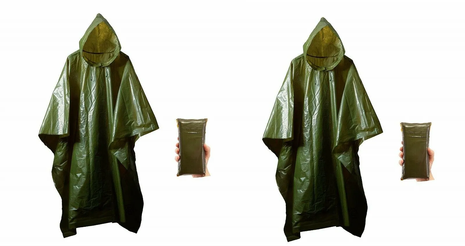 (2) Survival General Lightweight Rain Gear Poncho Emergency Tent Cover Shelter