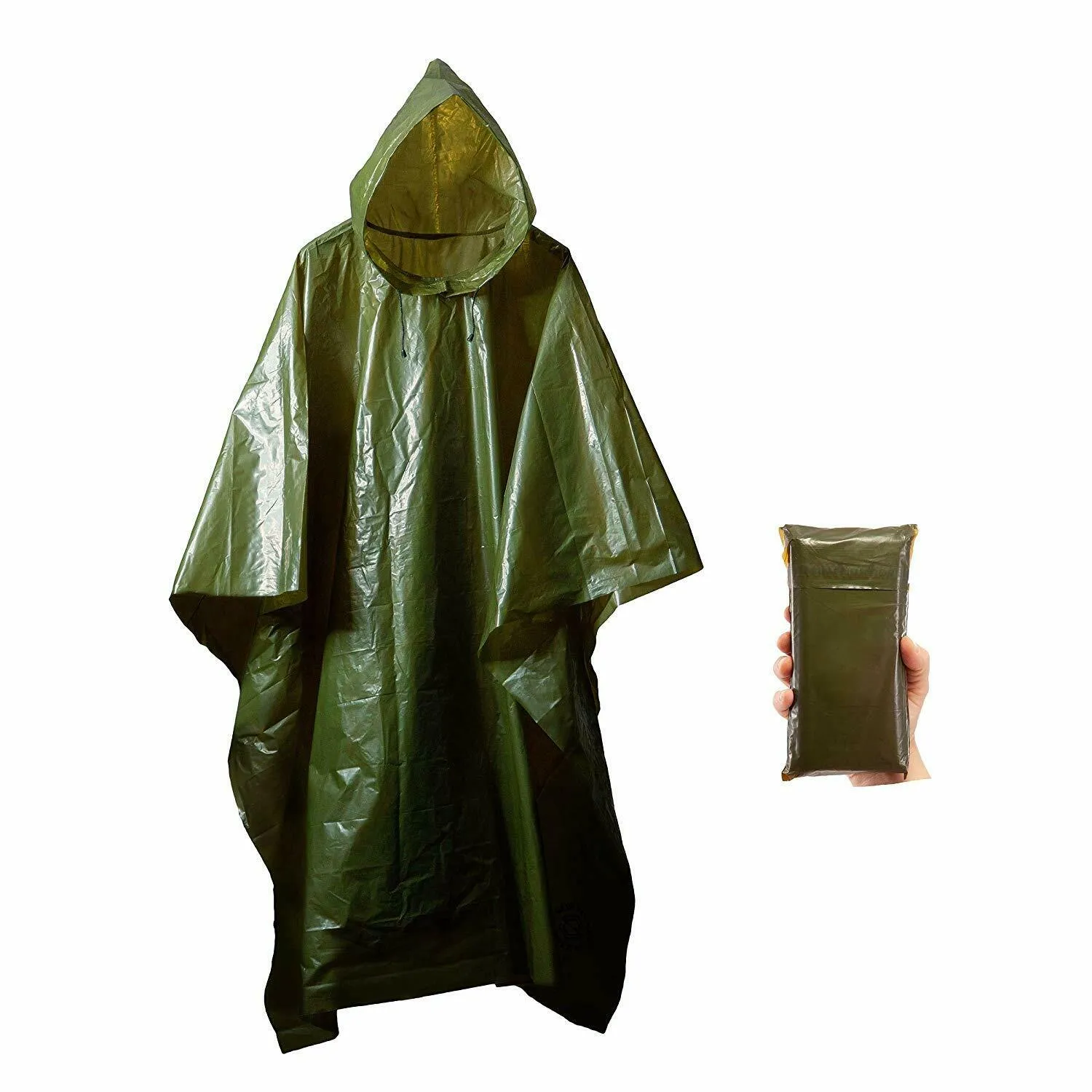 (2) Survival General Lightweight Rain Gear Poncho Emergency Tent Cover Shelter