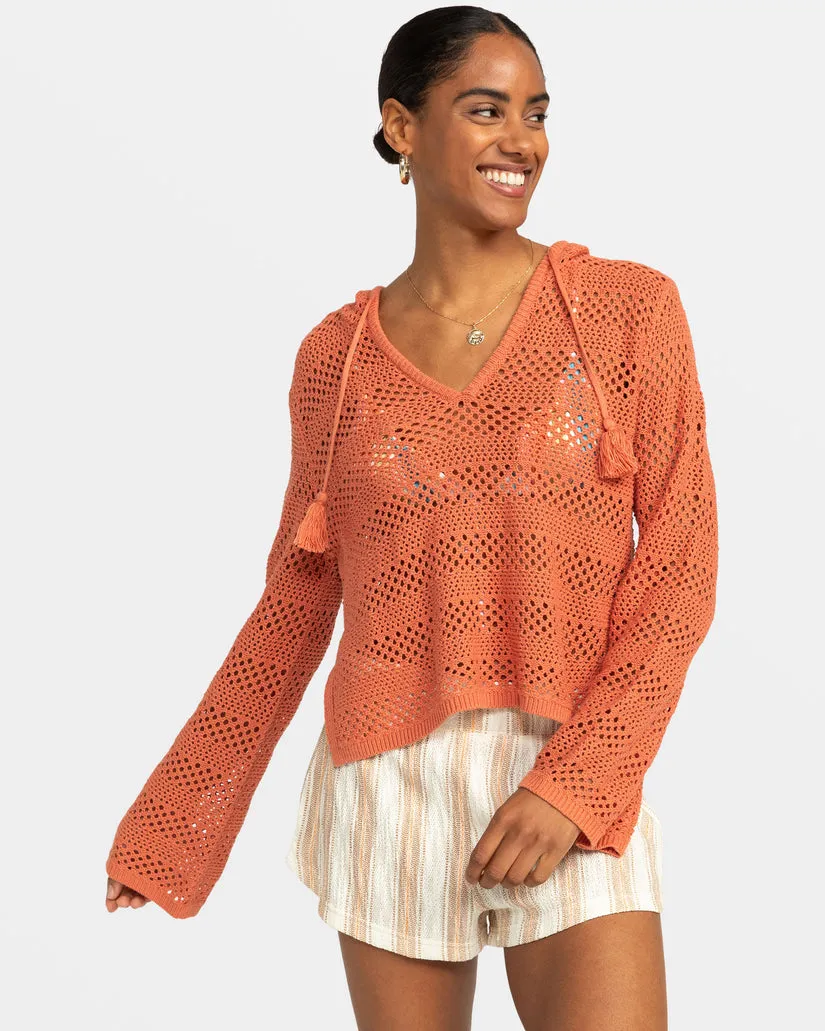 After Beach Break Hooded Poncho Sweater