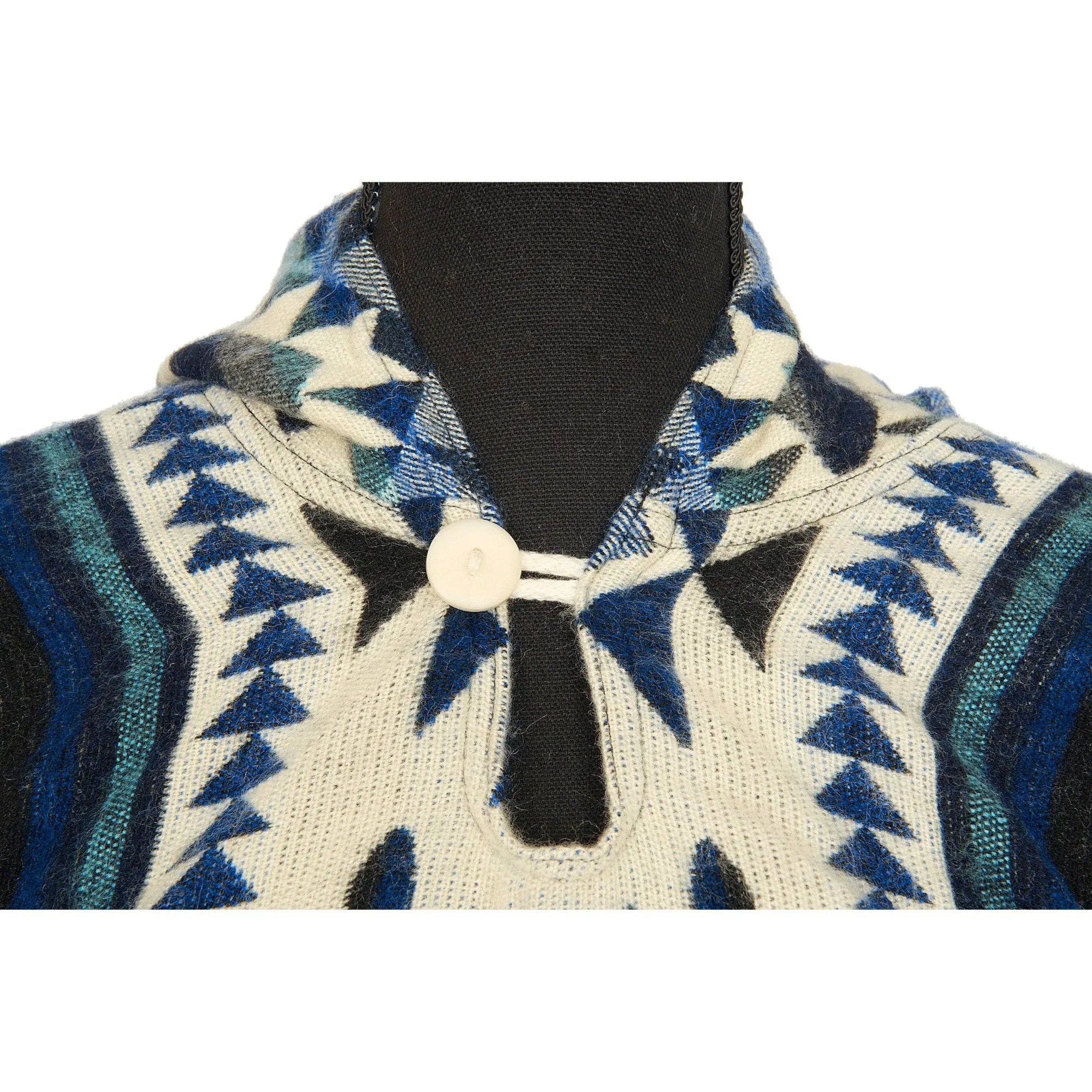 Alpaca Poncho Native Pattern | Poncho Shuar Blue