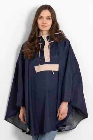 Aspen Rain Poncho - Navy Blue/Stone