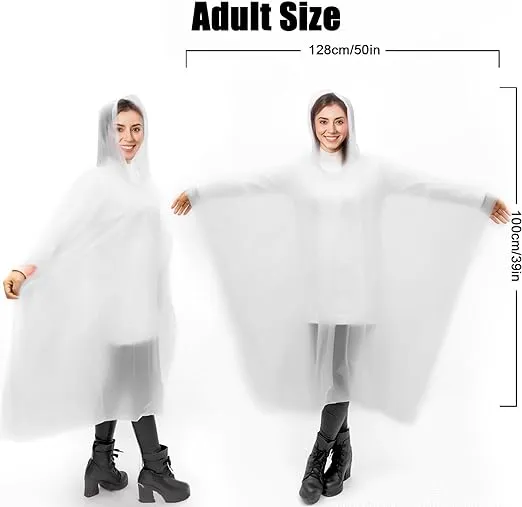 AXNSATRE Rain Poncho Waterproof Adult Kids - 10PCS Disposable Poncho Waterproof Family Pack, Ponchos for Women Men Festival, Plastic Raincoat Poncho Bulk for Emergency, Travel, Camping