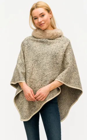 BAAP7619 Comfy Fur Trim Poncho