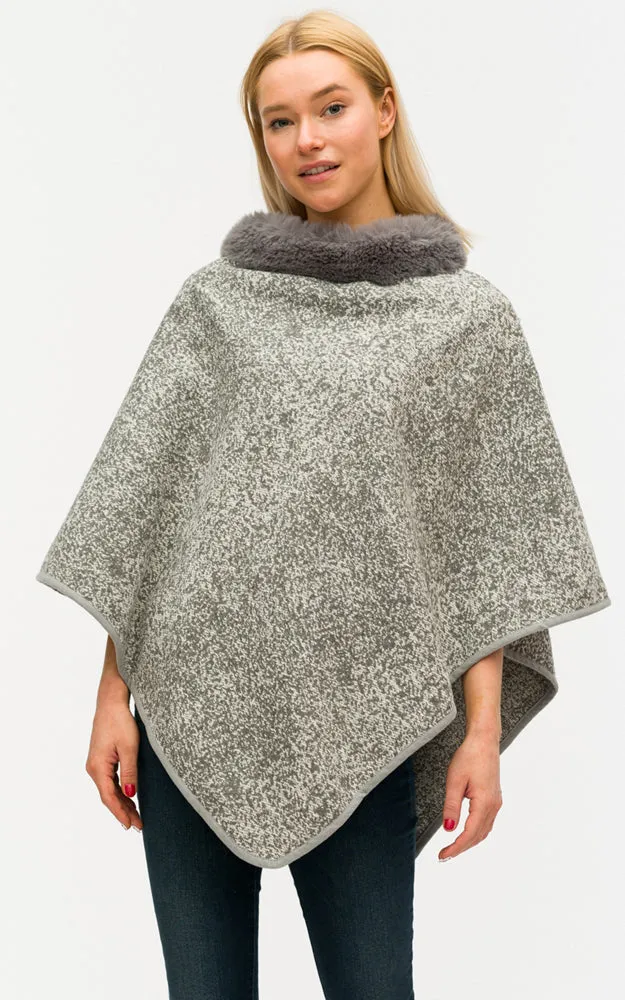 BAAP7619 Comfy Fur Trim Poncho