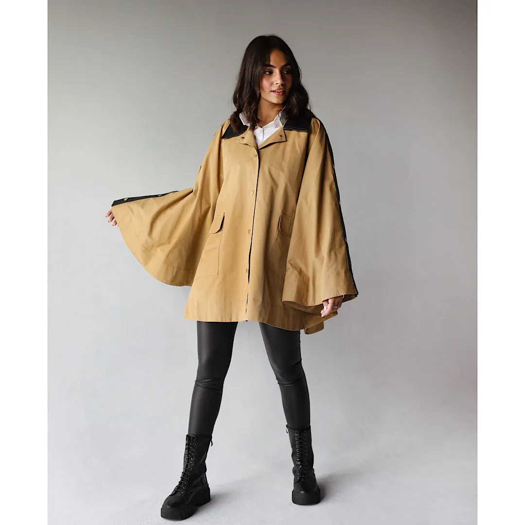 Beige buttoned poncho