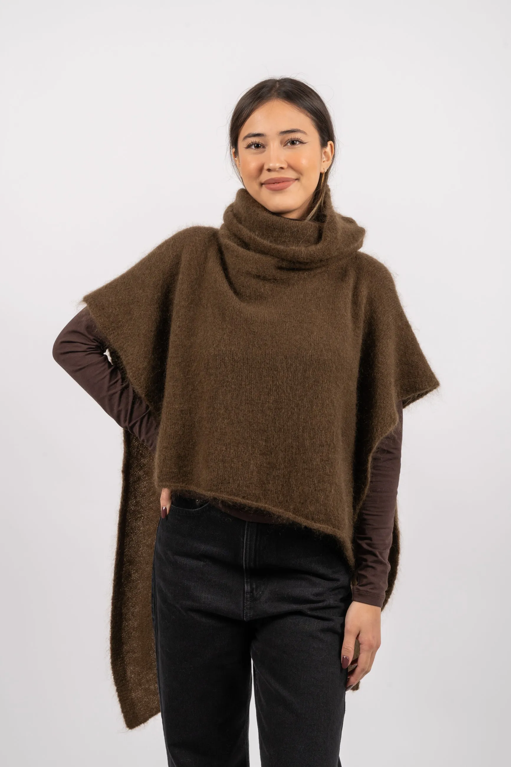 Bella Poncho - Dark Brown