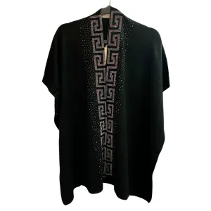 Black with Rhinestones Open Front Cape