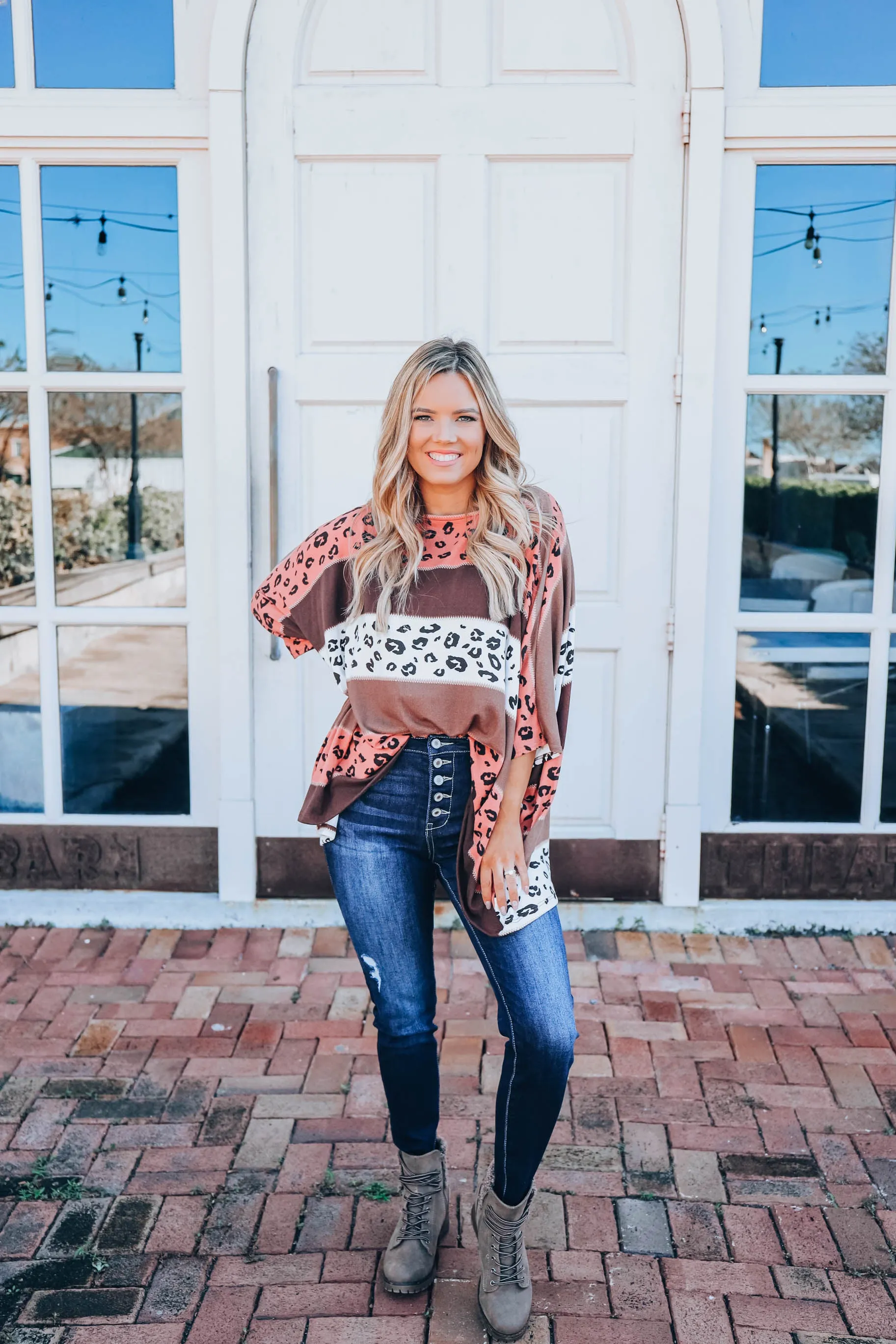 Boho Striped Poncho - Mocha  S-3X