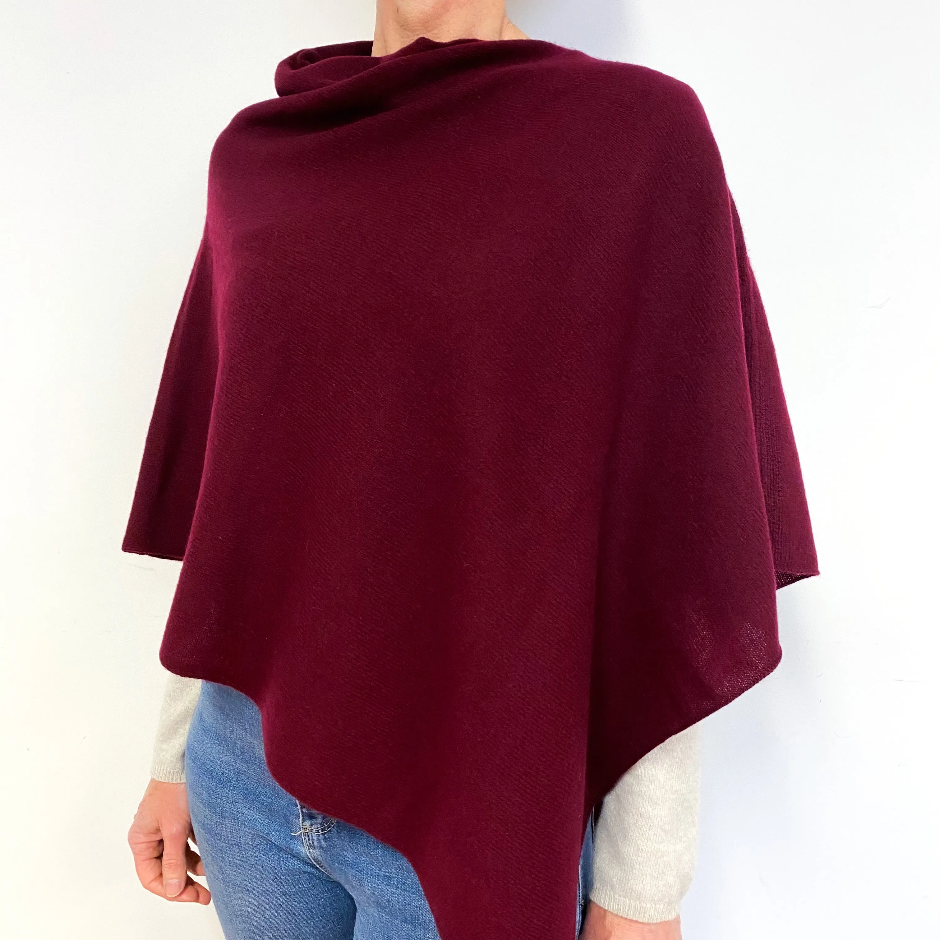 Brand New Claret Cashmere Poncho One Size