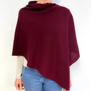 Brand New Claret Cashmere Poncho One Size