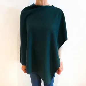 Brand New Scottish Dark Forest Green Cashmere Poncho One Size