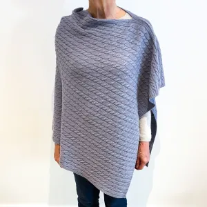 Brand New Scottish Dove Grey Cashmere Cable Poncho One Size