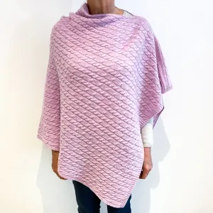 Brand New Scottish Mauve Pink Cashmere Cable Poncho One Size