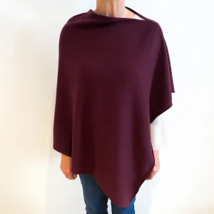 Brand New Scottish Mulberry Purple Cashmere Poncho One Size