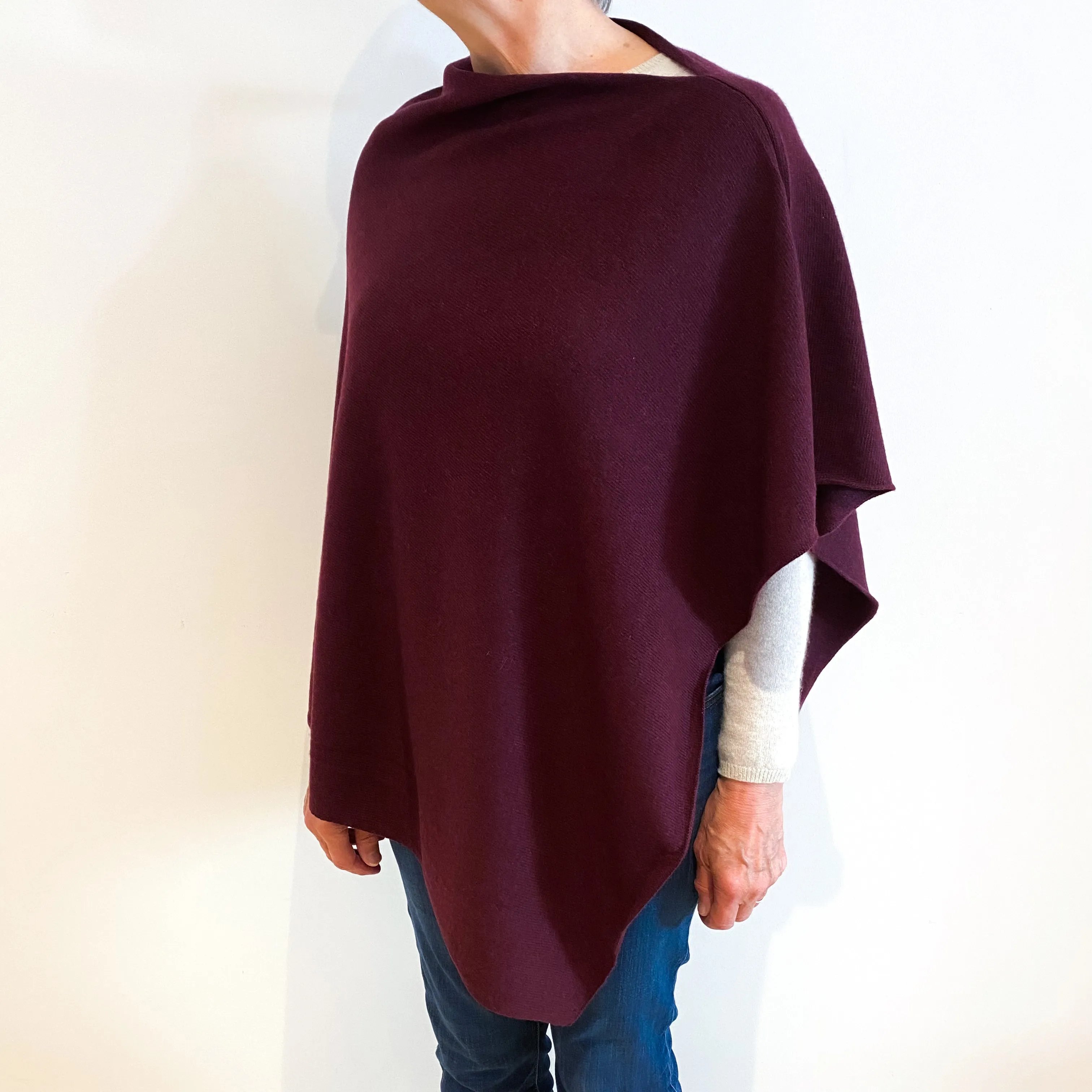 Brand New Scottish Mulberry Purple Cashmere Poncho One Size