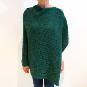 Brand New Scottish Racing Green Cashmere Cable Poncho One Size