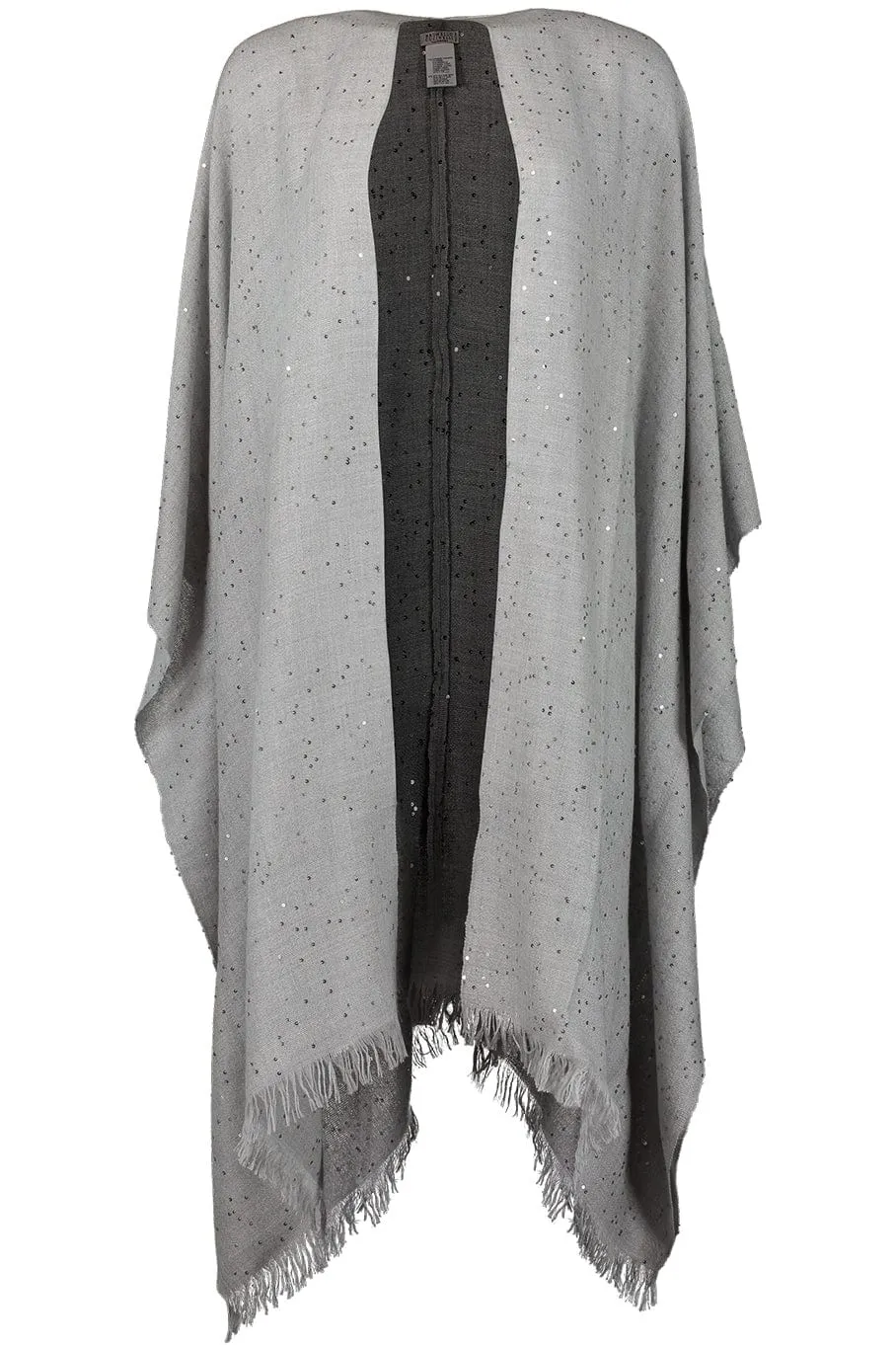 Cashmere Silk Paillette Poncho - Pearl Grey