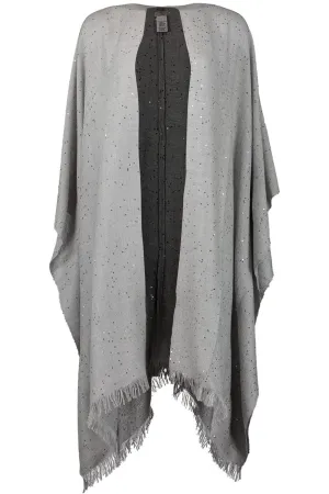 Cashmere Silk Paillette Poncho - Pearl Grey