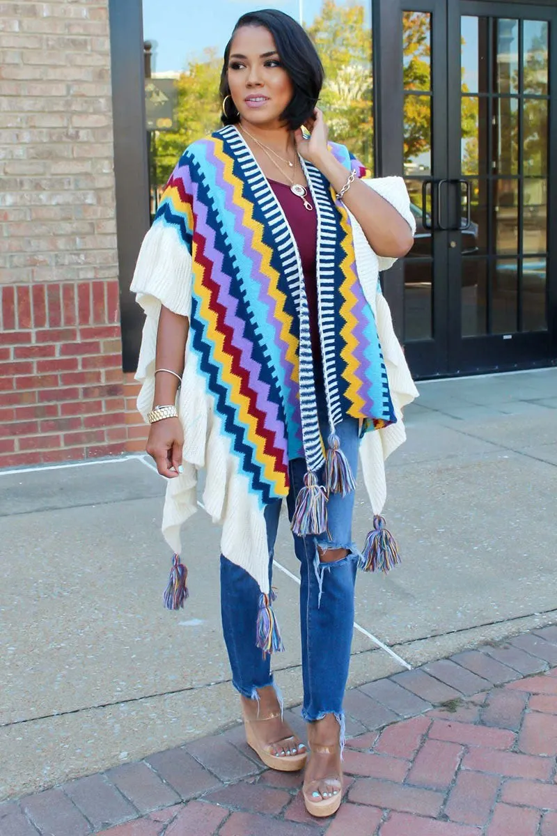 CH0386 Geo Knitted Poncho