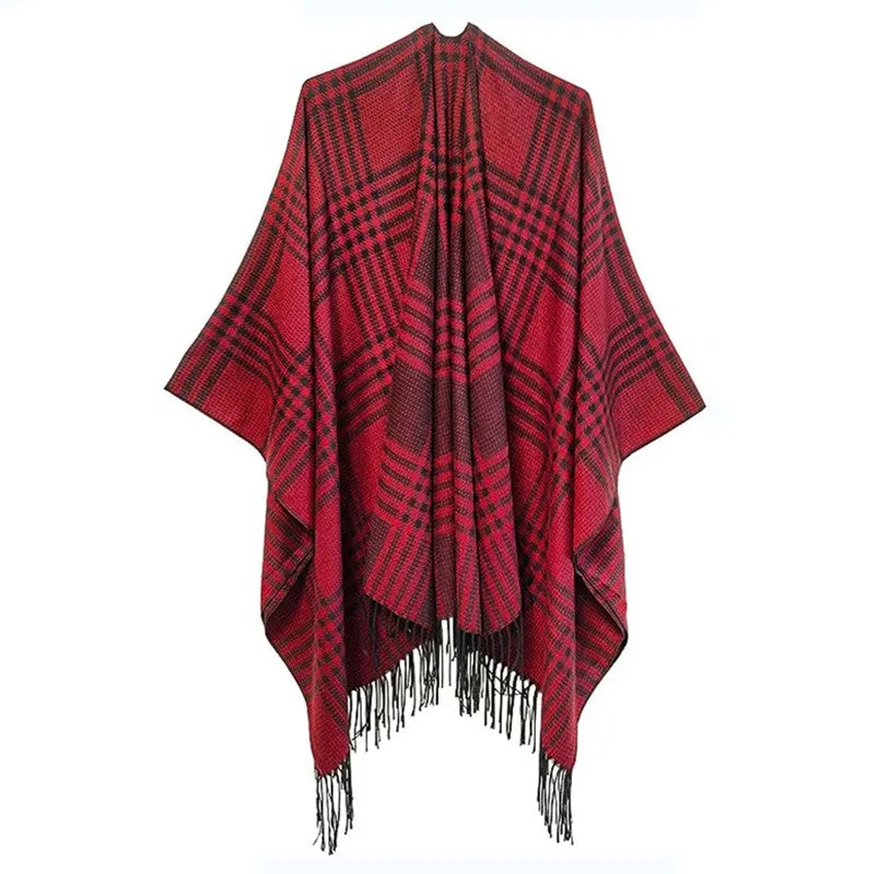 Check Print Reversible Poncho