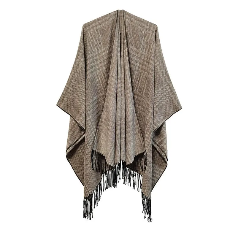 Check Print Reversible Poncho