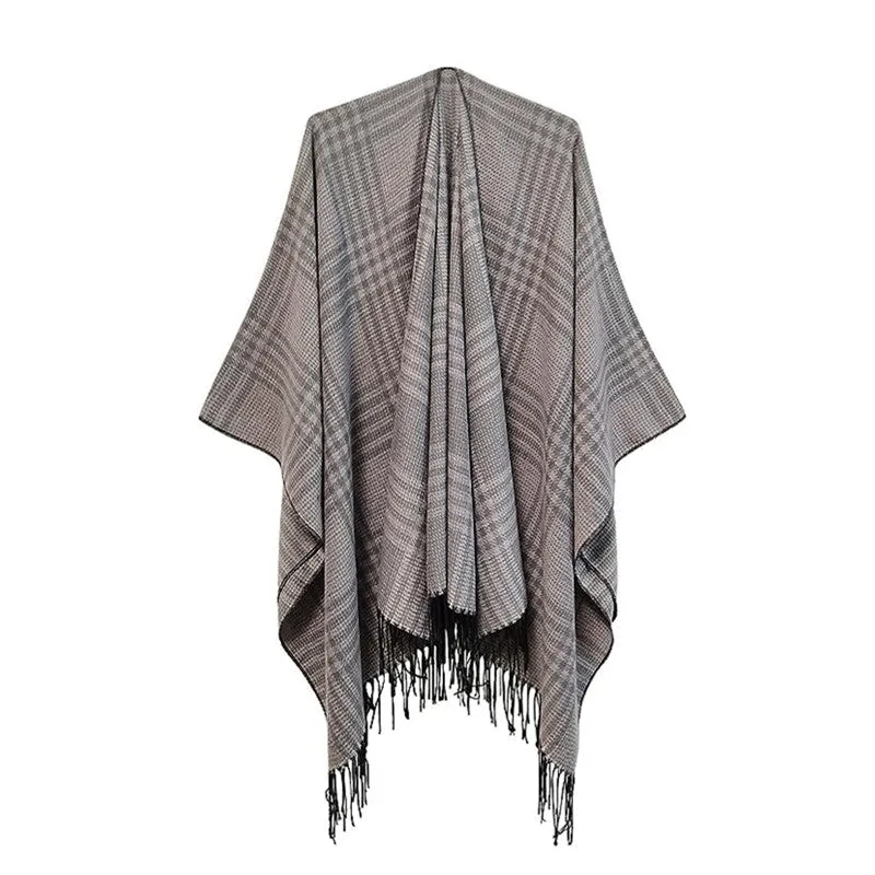 Check Print Reversible Poncho