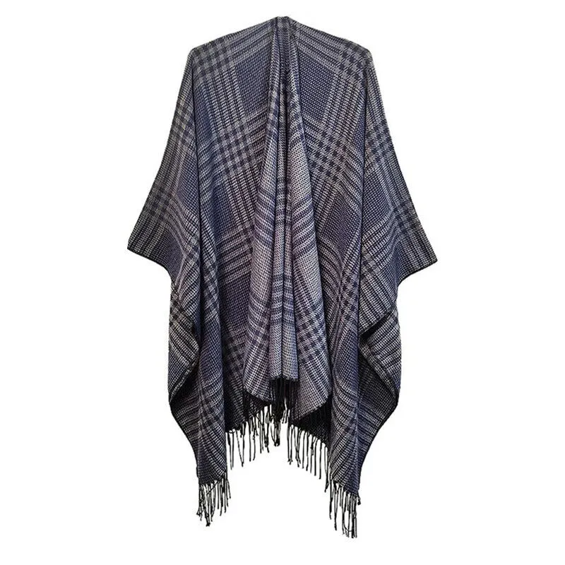 Check Print Reversible Poncho