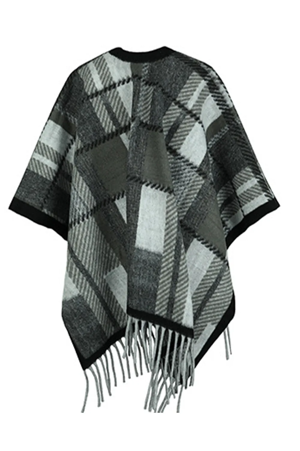 Cloak Sleeve Fringe Detail Poncho