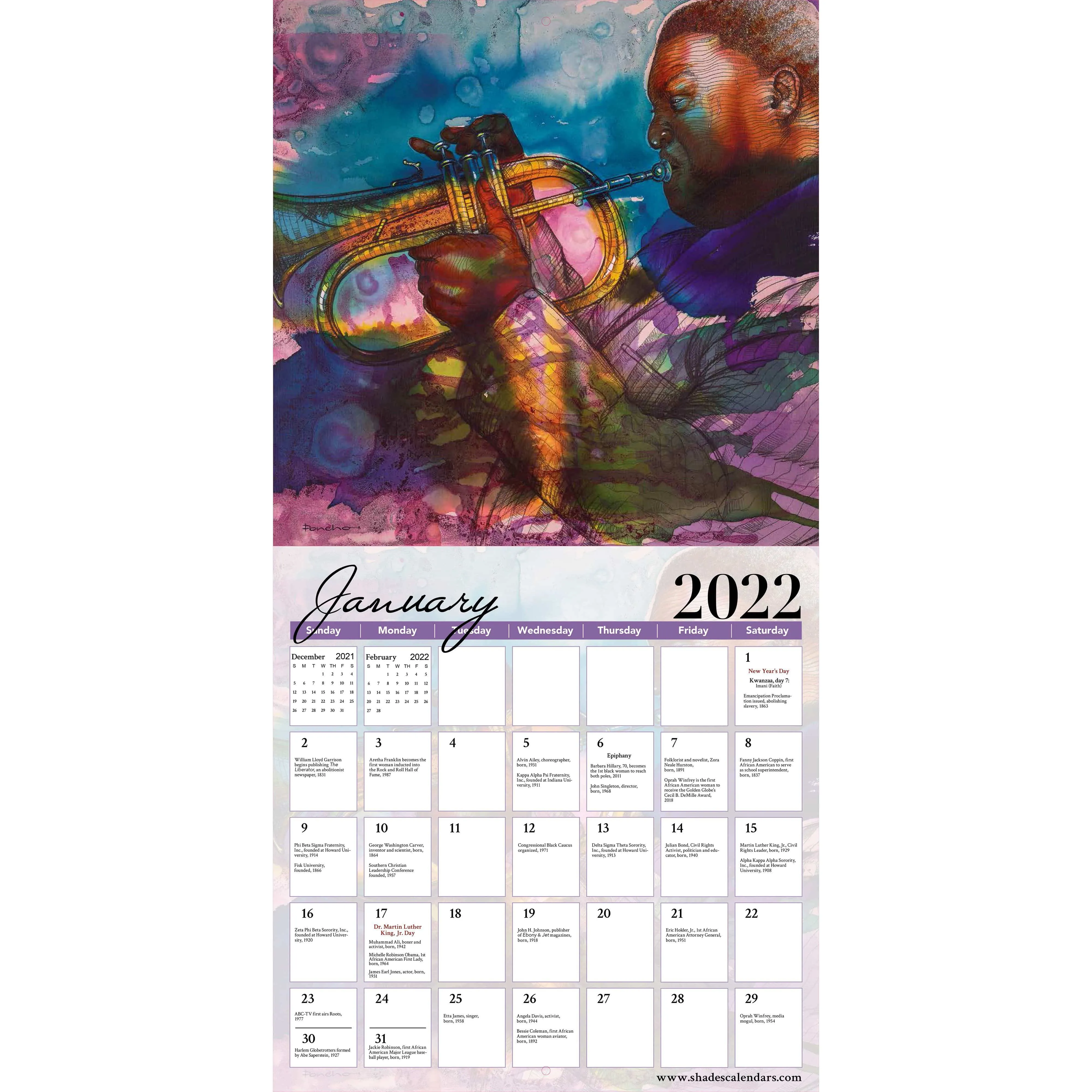 Color My Soul: The Art of Larry "Poncho" Brown 2022 Wall Calendar