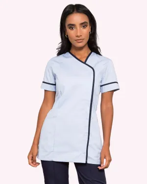 Delamere Asymmetric Contrast Trim Healthcare Tunic - Sky / Navy