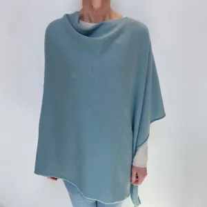 Dusky Blue Cashmere Poncho Large