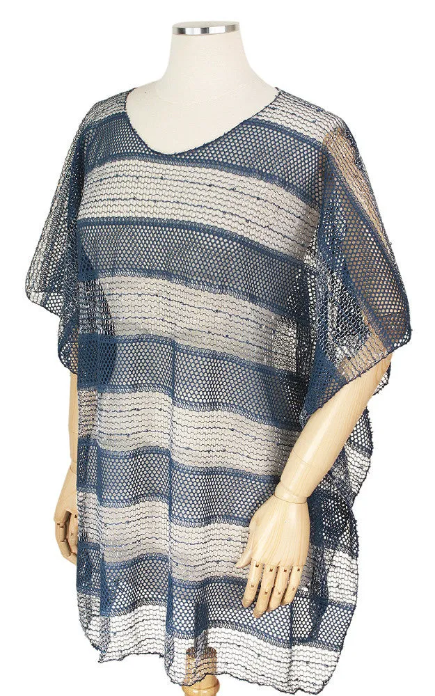 EA8767 Metallic Stripe Net Poncho