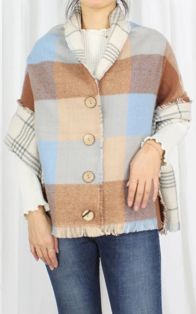 EPC10045 Check Reversible Button Poncho