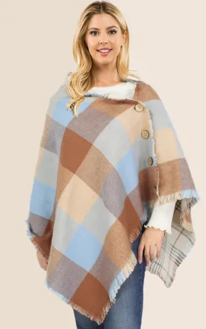 EPC10045 Check Reversible Button Poncho