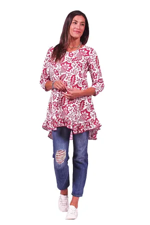 floral ruffle tunic