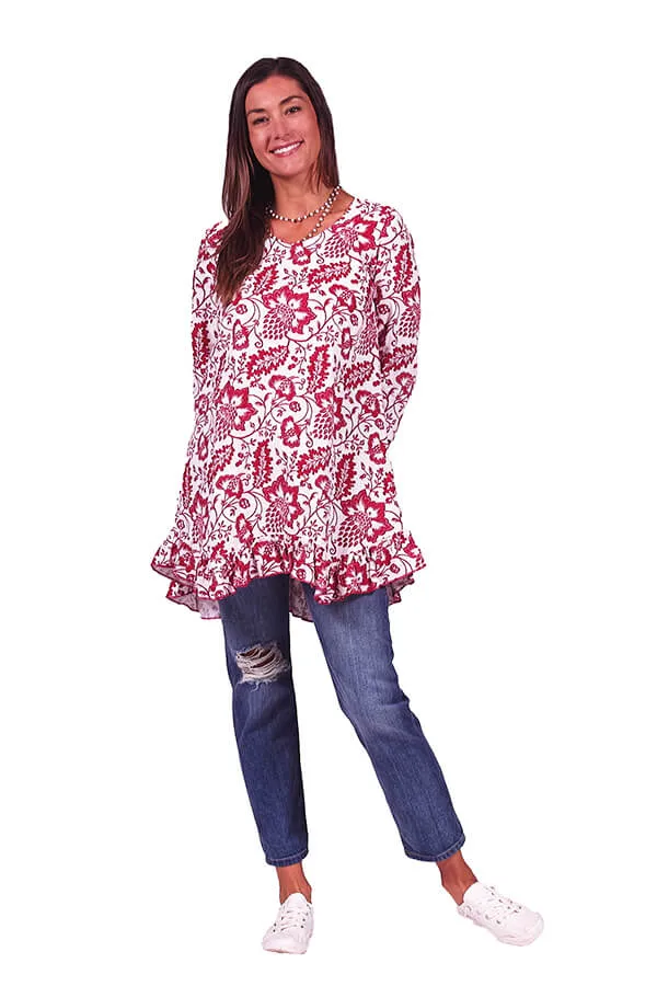 floral ruffle tunic