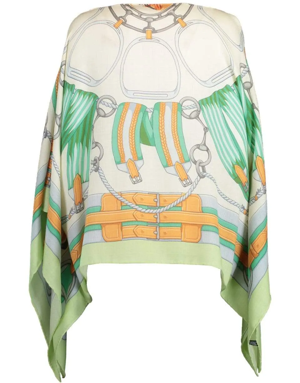 Forest Cashmere Printed Poncho