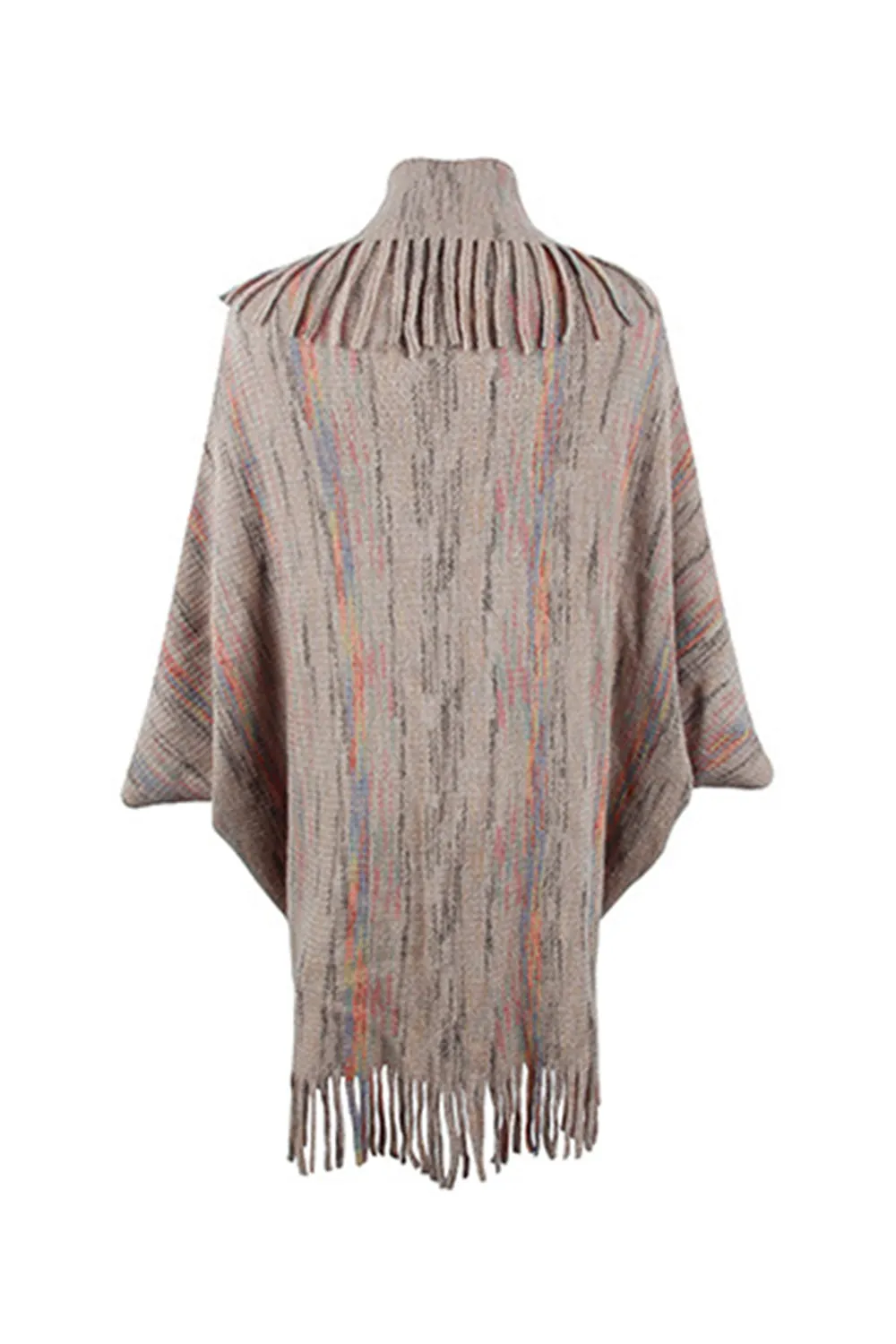 Fringe Detail Printed Poncho