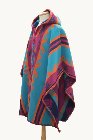 Geometric Poncho Pink n Turquoise