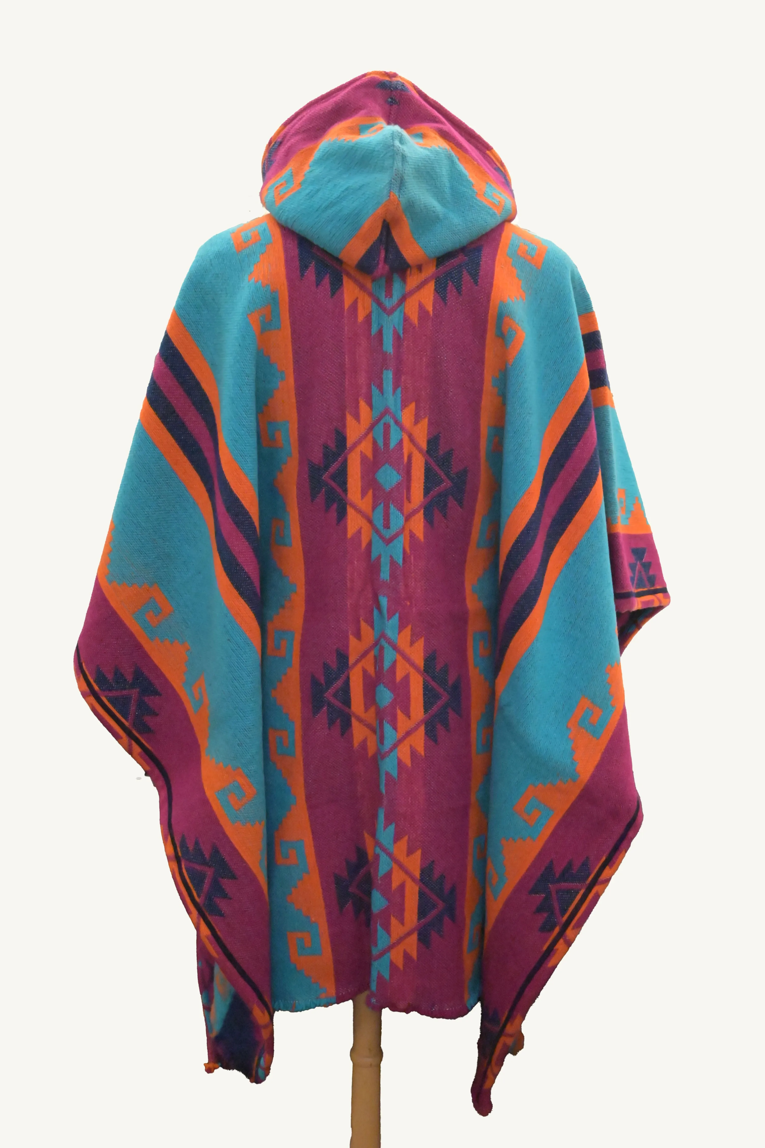 Geometric Poncho Pink n Turquoise