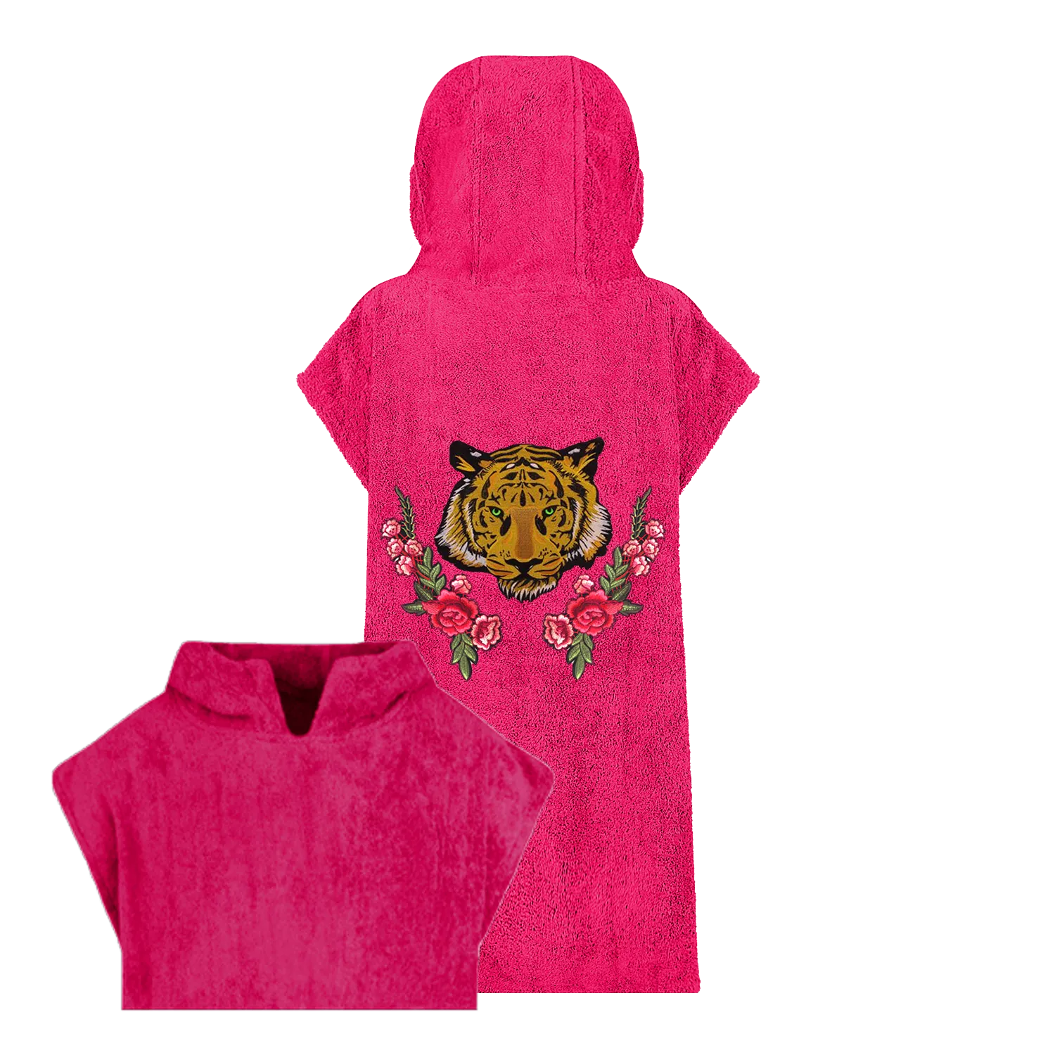 Green Eyed Tiger and Roses Beach Robe