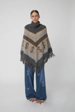 Handcrafted Peru Poncho - Brown Mix