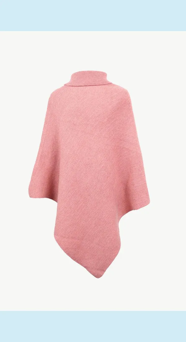 Handkerchief Hem Turtleneck Poncho Sweater