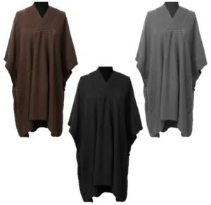 Hooded Poncho With Button Detail - Set of 3