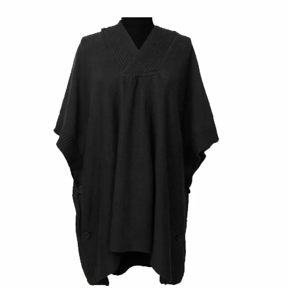 Hooded Poncho With Button Detail - Set of 3