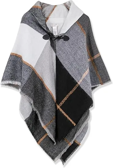 Ivory Winter Chic Plaid Poncho Cardigan