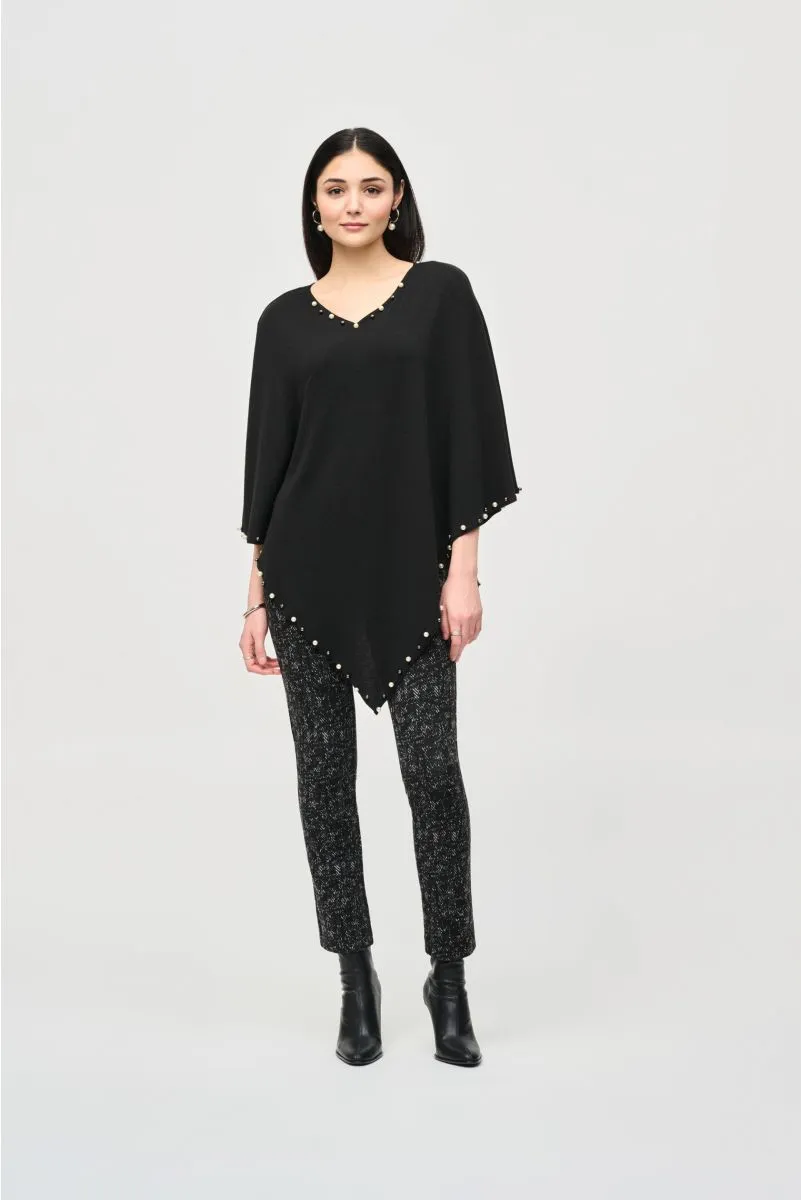 Joseph Ribkoff Black Pearl Embellished Poncho Top 243222