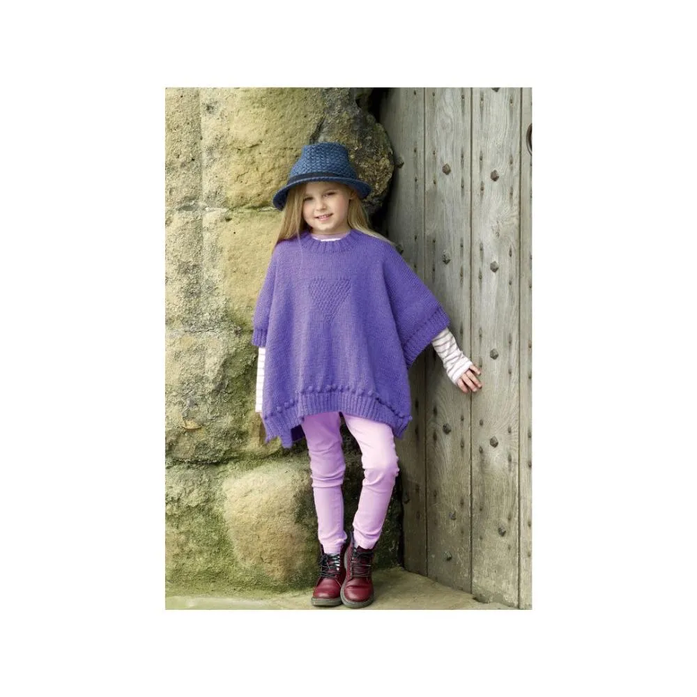 King Cole Majestic Kids DK Poncho Knitting Pattern 4928