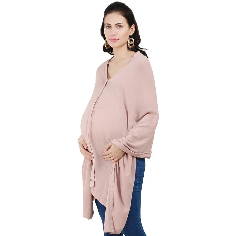 Knitted Nursing Poncho Frida (Pale Pink)